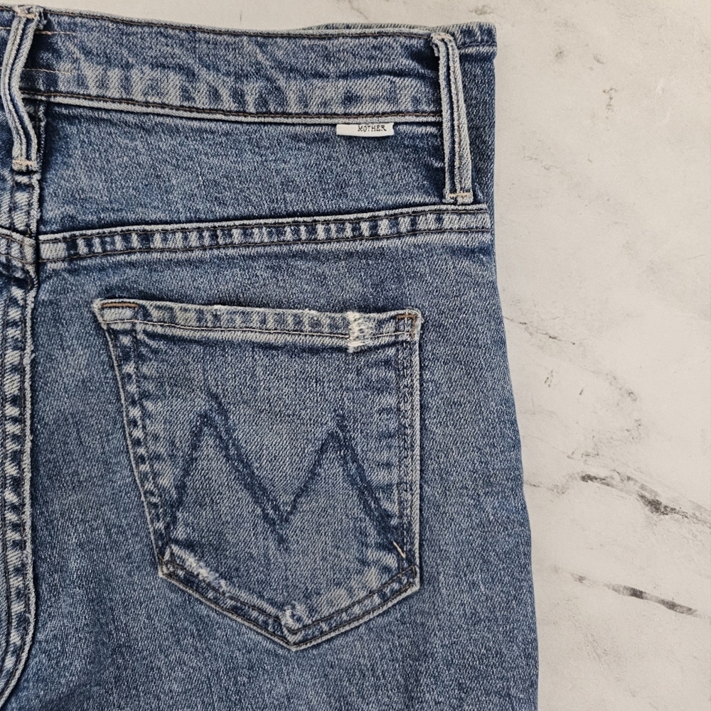 MOTHER The Insider Ankle Bloom And Doom Distressed Flare Blue Jeans 26 Preowned - Picture 8 of 11